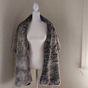 Nicole Miller Faux Fur Wrap/Scarf/Stole Velvety Emerald‎ Blue Side 70"x15"